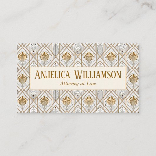 White Art Deco QR Code Business Card Visitenkarte (Vorderseite)