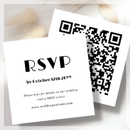 White Art Deco | QR-Code | HochzeitsrSVP Begleitkarte