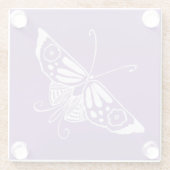 White Art Deco Schmetterling - Individueller Hinte Glasuntersetzer (Rückseite)