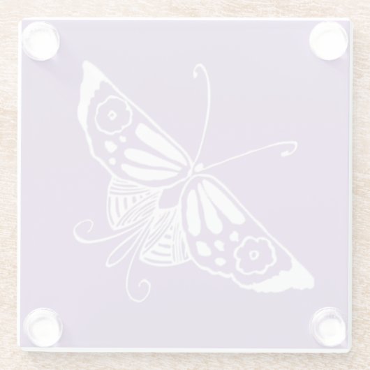 White Art Deco Schmetterling - Individueller Hinte Glasuntersetzer (Rückseite)