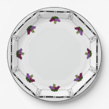 White Art Deco - Schwarz, Silber, Violet Trauben -