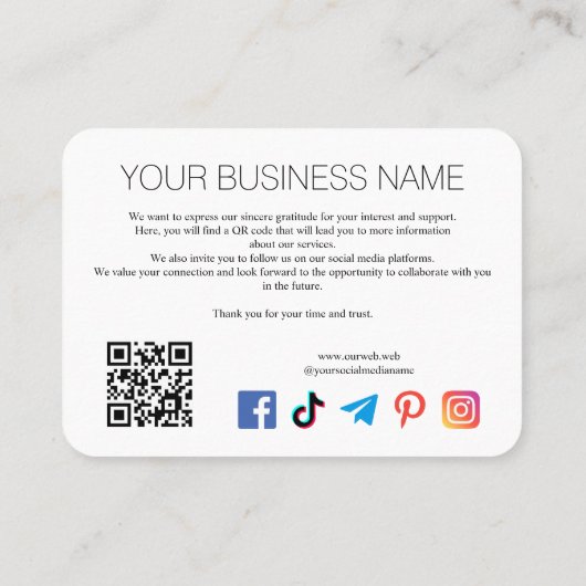 White Artisan Biz Modern Design QR & Social Visitenkarte (Rückseite)