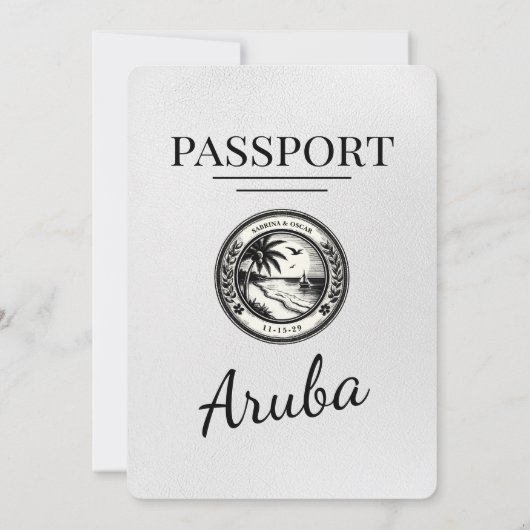 White Aruba Pass Einladung zur Hochzeit (Rückseite)