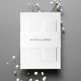 White + Ash Black Lettering Wedding Einladungsbanderole