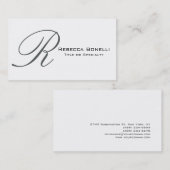 White Ash Grey Monogram Consultant Business Card Visitenkarte (Vorne/Hinten)
