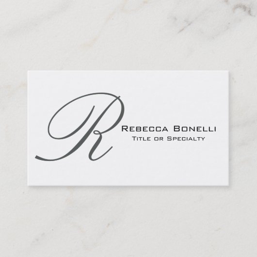 White Ash Grey Monogram Consultant Business Card Visitenkarte (Vorderseite)