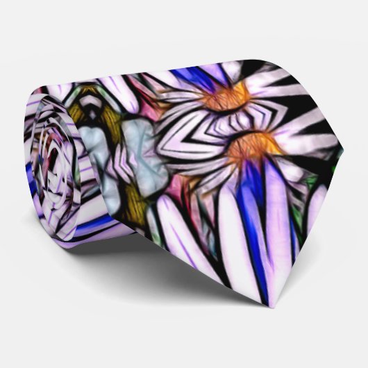 White Aster Blume Krawatte (Gerollt)