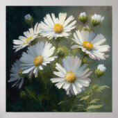 White Aster Blumen Art Print Poster (Vorne)