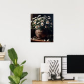White Aster Blumen Art Print Poster (Heimbüro)
