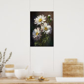 White Aster Blumen Art Print Poster (Küche)