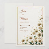 White Astrantia Gold Gilded Wedding Einladung (Vorne/Hinten)