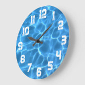 White Athletic Grunge Numbers Blue Pool Große Wanduhr (Winkel)