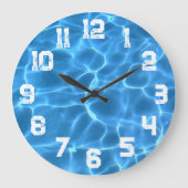 White Athletic Grunge Numbers Blue Pool Große Wanduhr (Vorderseite)