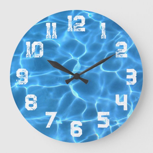 White Athletic Grunge Numbers Blue Pool Große Wanduhr (Vorderseite)