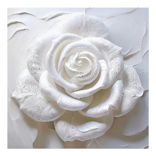 White auf Weiß - modellierte Rose Fotodruck
