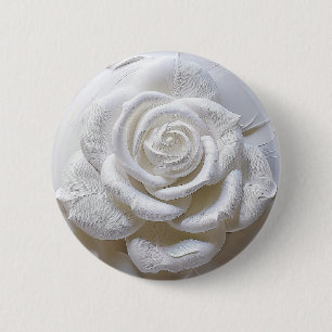 White auf Weiß - skulptierte Rose Button