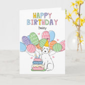 White Aussiedoodle Dog Happy Birthday Karte (Gelbe Blume)