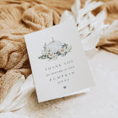 White Autumn Pumpkin Greenerenery Baby Shower Dankeskarte