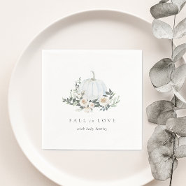 White Autumn Pumpkin Greenerenery Baby Shower Serviette