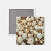 White Autumn Vibes Monogram Pumpkin Magnet (Vorderseite/Rückseite)
