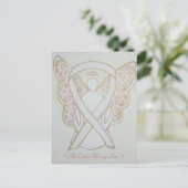 White Awareness Ribbon Angel Custom Postcard Postkarte (Stehend Vorderseite)