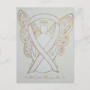 White Awareness Ribbon Angel Custom Postcard Postkarte