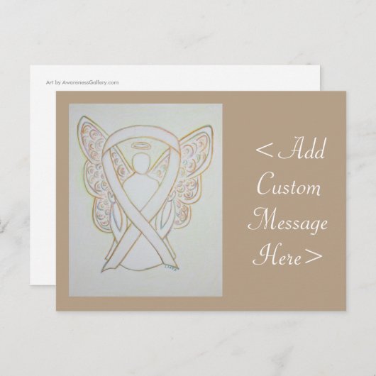 White Awareness Ribbon Angel Custom Postcard Postkarte (Vorne/Hinten)