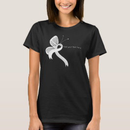 White Awareness Ribbon Butterfly T - Shirt