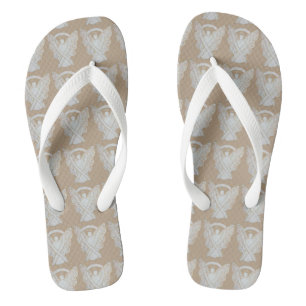 White Awareness Ribbon Engel Custom Flip Flops Badesandalen