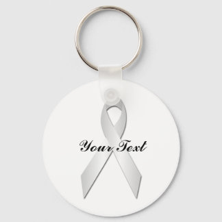 White Awareness Ribbon Keychian Schlüsselanhänger