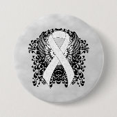 White Awareness Ribbon mit Flügeln Button (Vorderseite)