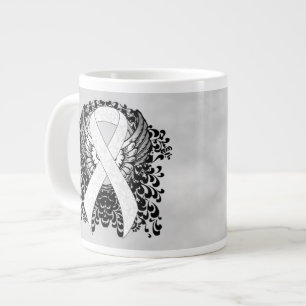White Awareness Ribbon mit Flügeln Jumbo-Tasse
