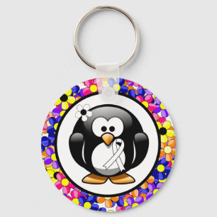 White Awareness Ribbon Penguin Schlüsselanhänger