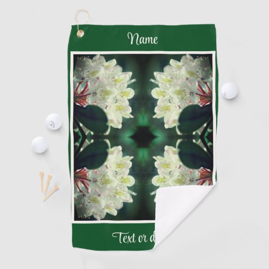 White Azalea Blume Raindrops Personalisiert Golfhandtuch (Insitu)
