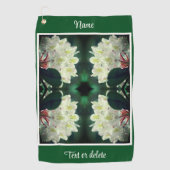 White Azalea Blume Raindrops Personalisiert Golfhandtuch (Vorderseite)