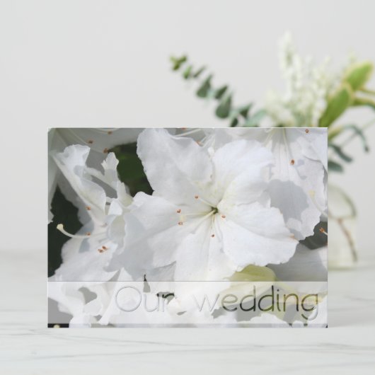 White Azalea Wedding Save the Date Personalize it Einladung (Stehend Vorderseite)