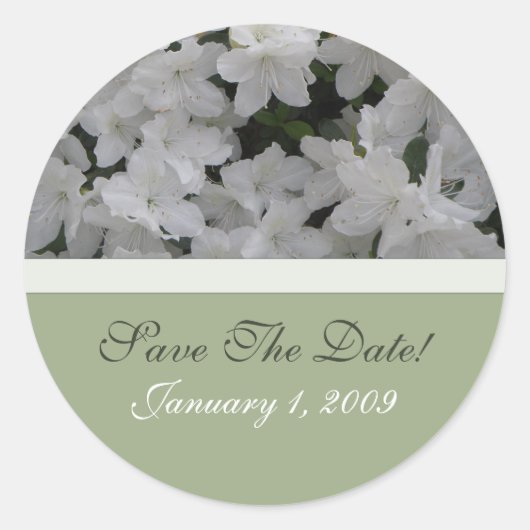 White Azaleas Save the Date Aufkleber (Vorderseite)