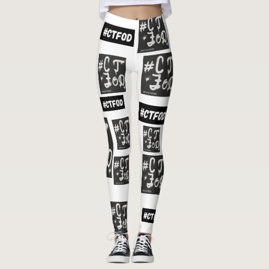 White B&W #CTFOD Zeitungsspritze Leggings (Vorderseite)