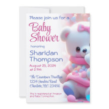 White Baby Bear mit Rosa & Blue Dusche