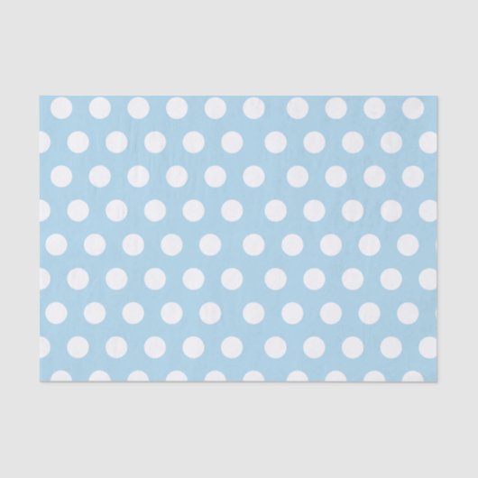 White & Baby Blue Medium Polka Dot Party Seidenpapier (Vorderseite)