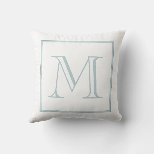 White Baby Blue Monogramm Kissen (Rückseite)