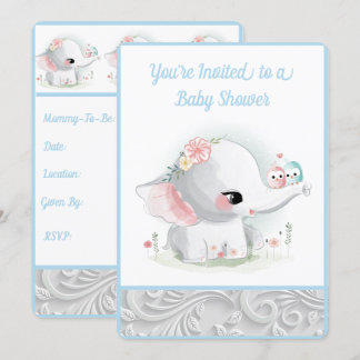 White Baby Elephant Einladung