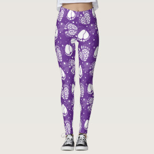 White Baby Feet und Herz im Lila Hintergrund Leggings