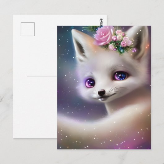 White Baby Fox Postkarte (Vorne/Hinten)