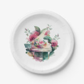 White Baby Grand Piano Erwägung Pappteller (Vorderseite)