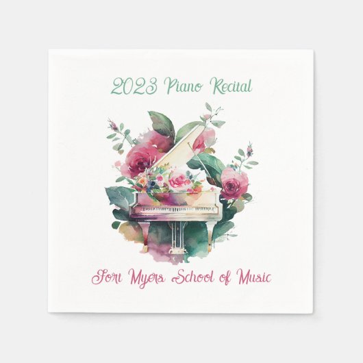 White Baby Grand Piano Erwägung Serviette (Vorderseite)