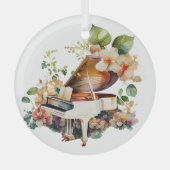 White Baby Grand Piano Ornament Aus Glas (Vorderseite)
