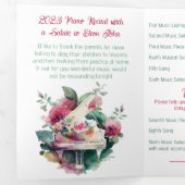 White Baby Grand Piano Recital Dreifach-gefaltete Programmkarte (Innen Erste Seite)