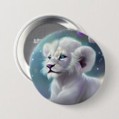 White Baby Lion Cub Fantasy Button (Vorne & Hinten)