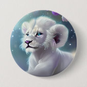 White Baby Lion Cub Fantasy Button (Vorderseite)